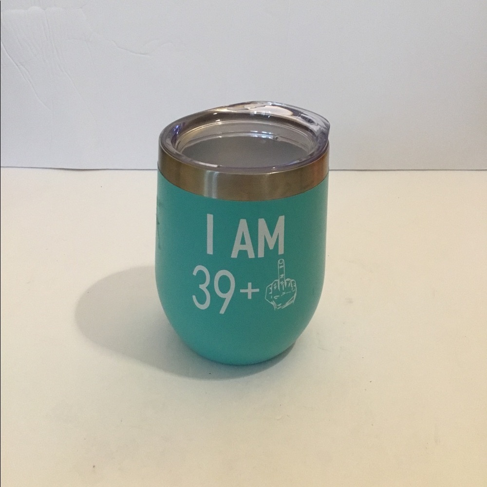 Stemless wine cup..I Am 39+ Finger turquoise